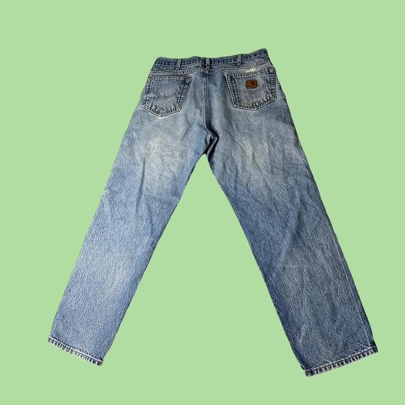 VINTAGE WORKWEAR SKATER CARHARTT BEAUTIFUL FADE JEANS SIZE 34x34 - Picture 3 of 6